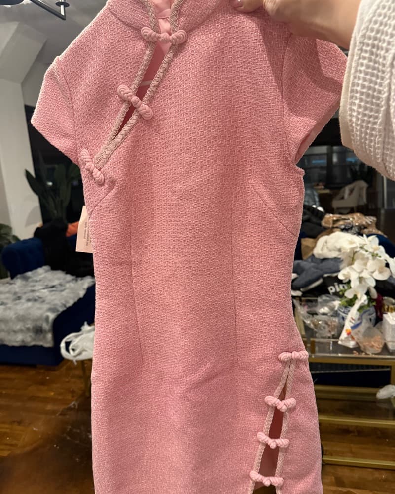 Sau Lee Pink Ada Tweed Asian Dress XS/S - Image 3