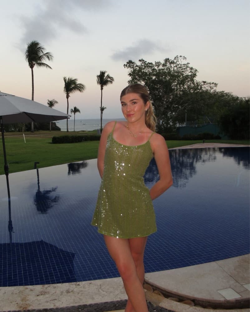 Energia Sequin Mini Dress Island Green - Image 3