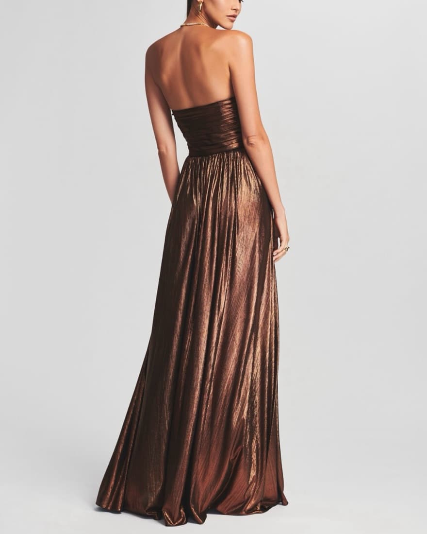 Retrofete Dark Brown Metallic Lamè Gown - Image 4