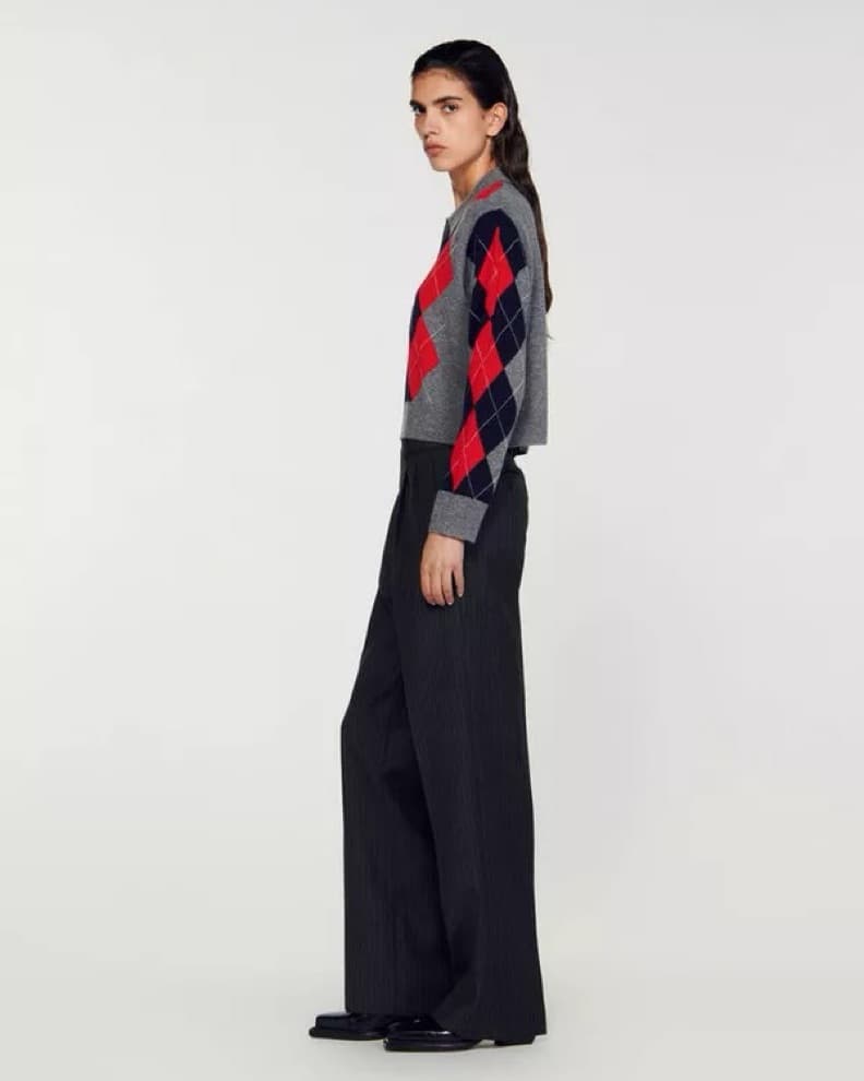 Sandro Argyle Polo Neck Collared Sweater - Image 2