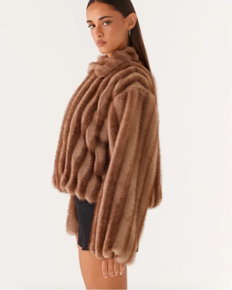 Brown Faux Fur Jacket  - Image 5