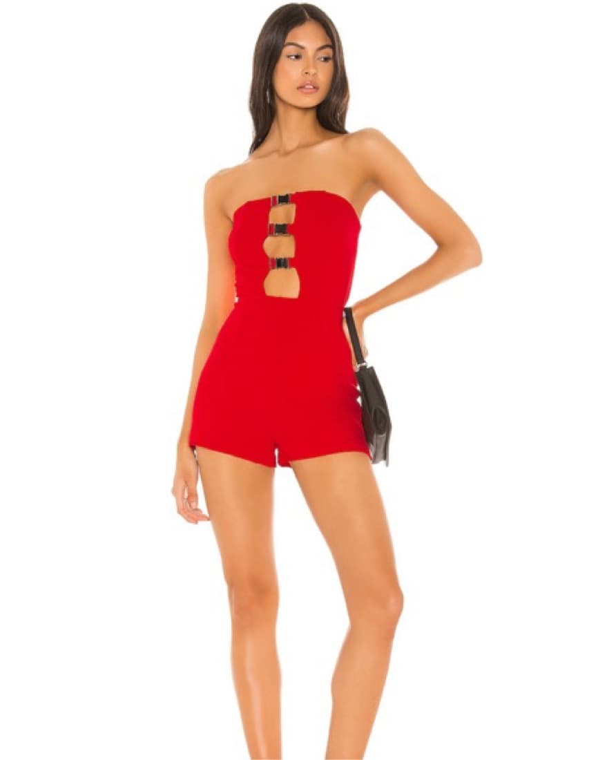 Revolve Red Strapless Romper - Image 1