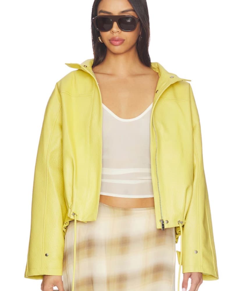 Yellow Leather Pebble Utility Jacket  - Image 3