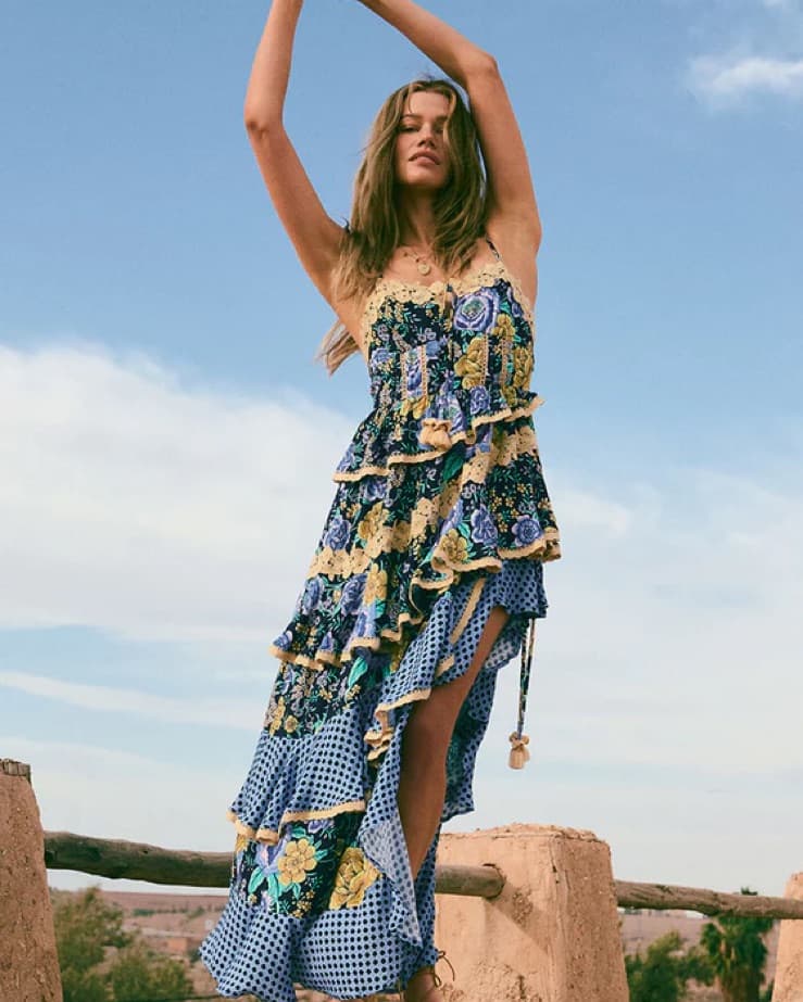 Spell Full Bloom Ruffle Soirée Dress - Image 3