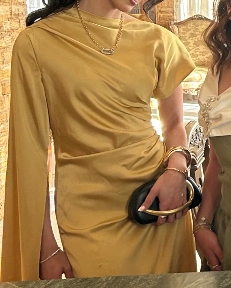 Elegant Gold Satin Gown - Image 1