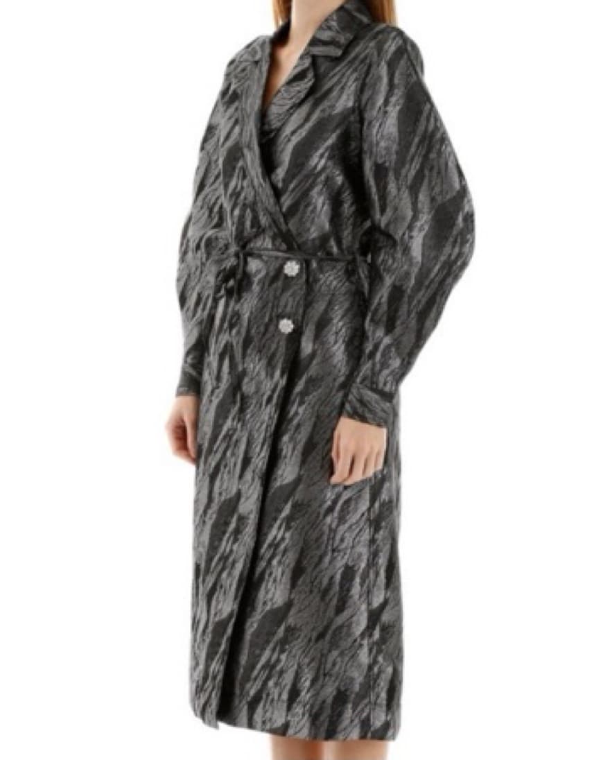 Ganni Silver Wrap Coat - Image 4