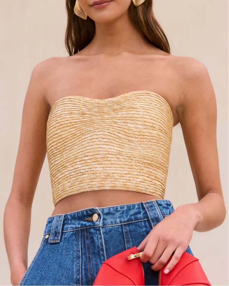 Cult Gaia Jacira Wicker Raffia Top  - Image 1