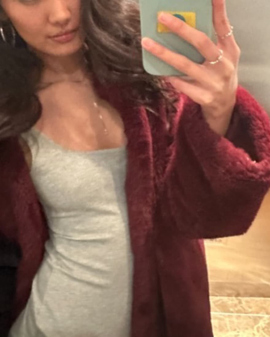 Maroon/Deep Berry Fur Coat - Image 2
