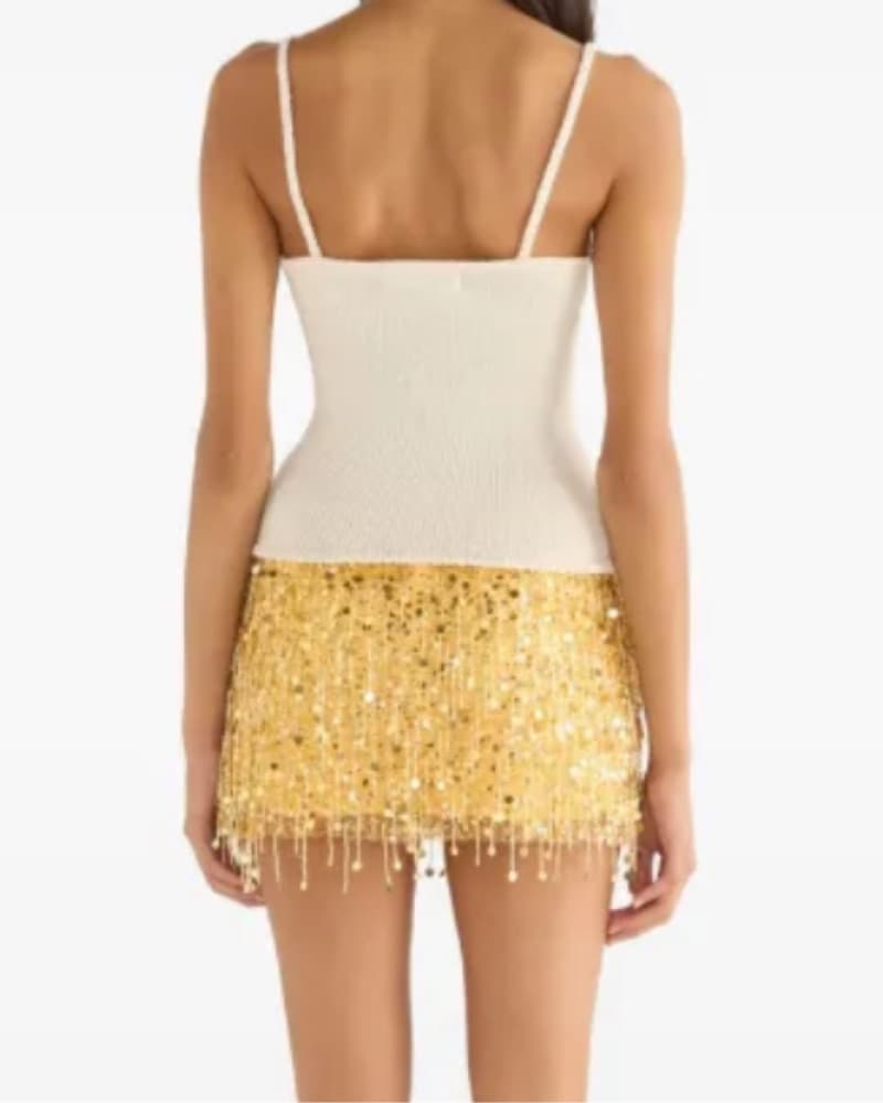 Sparkling Yellow Mini Skirt - Image 2