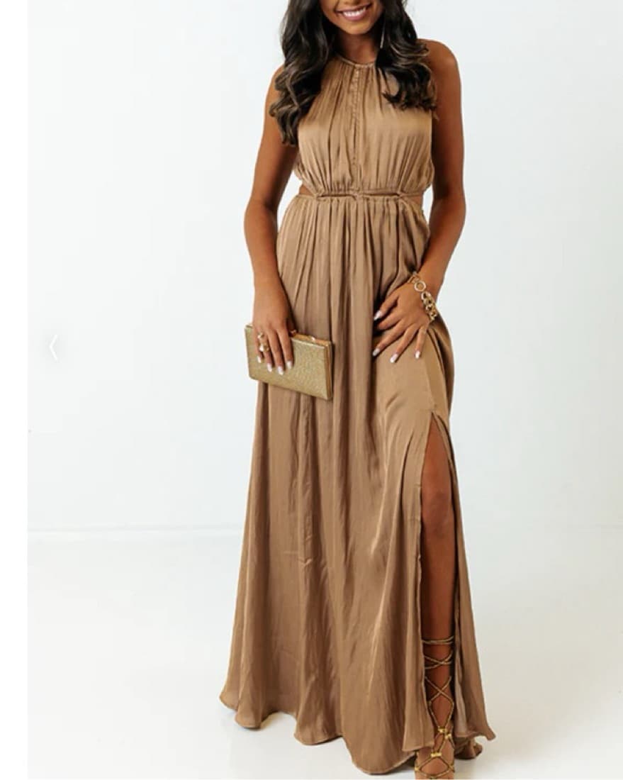 Champagne Satin Cutout Maxi - S  - Image 2