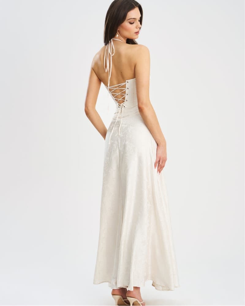 Miss Circle Pearl Jacquard Ruched Dress - Image 3