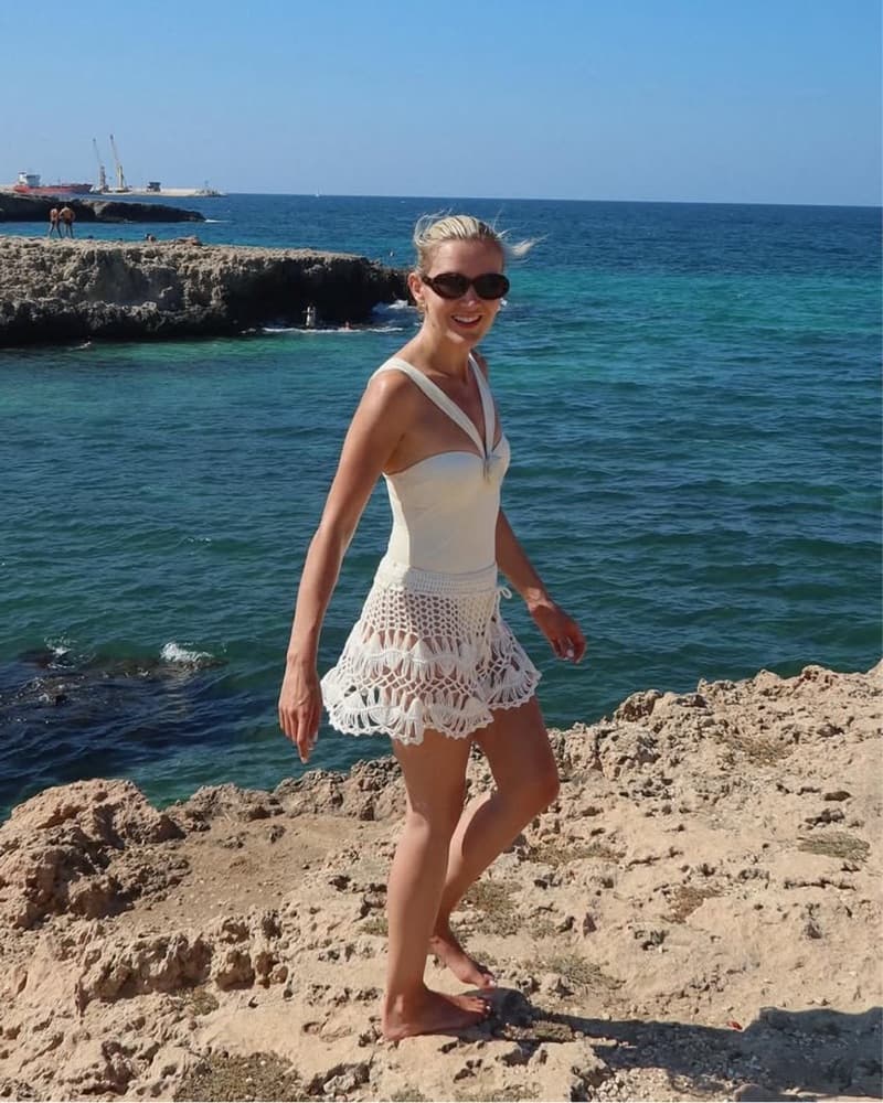 Cream Halter Bikini & Crochet Skirt - Image 1