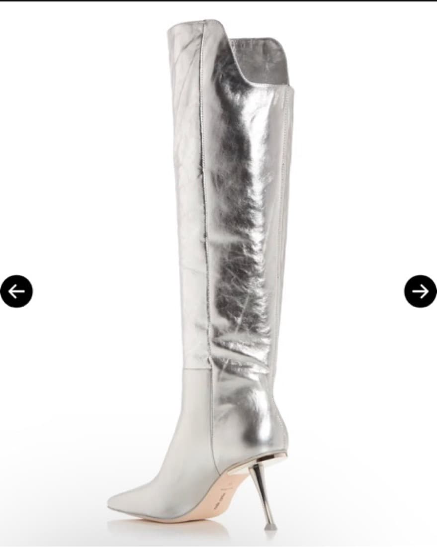 Cult Gaia Shiney Silver Pointed Boots - Image 2