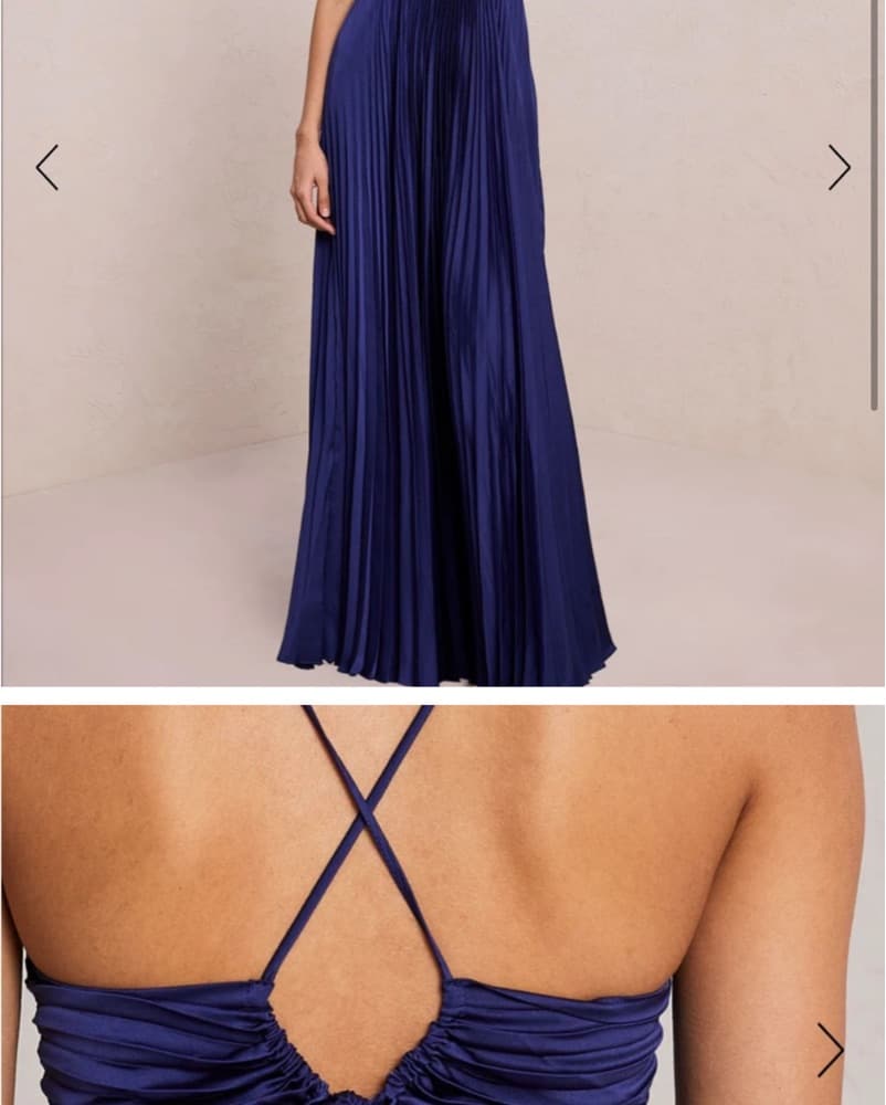 ALC Stunning Navy Satin Pleated Gown - Image 2