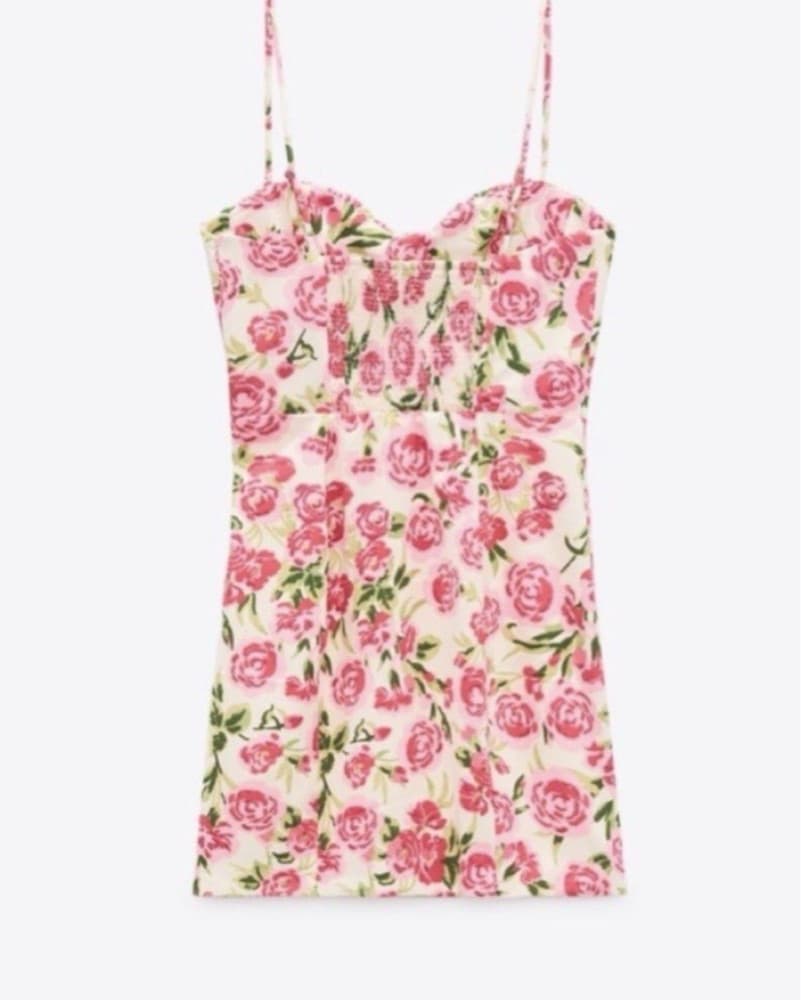 Pink Floral Mini Corset Dress - Image 2