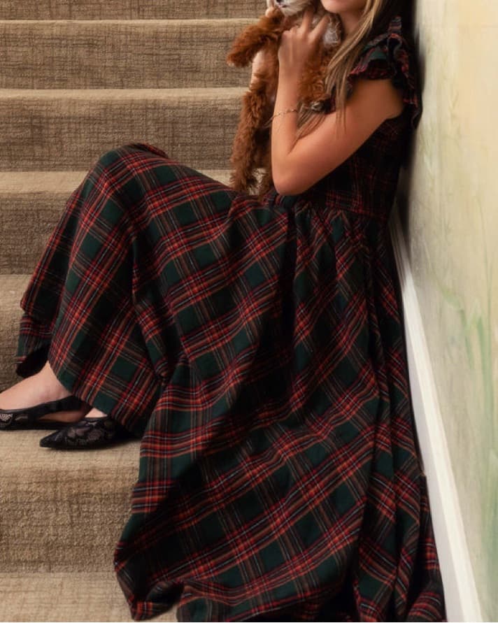 Ivy City Co Hattie Dress Evergreen Plaid - Image 3
