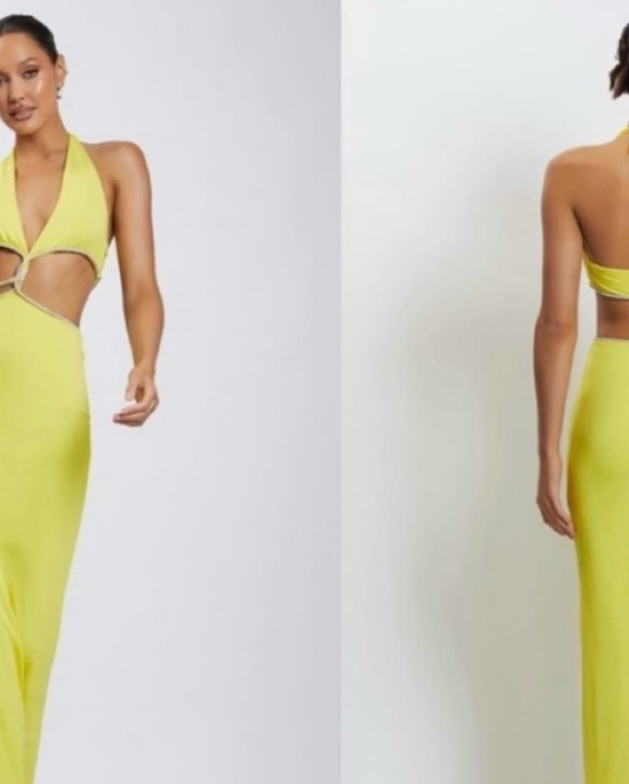 Meshki Yellow Diamante Dress  - Image 3