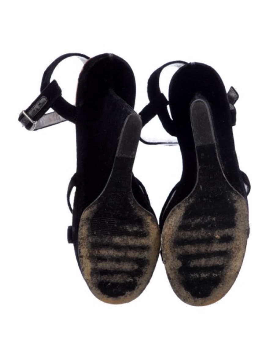Vintage Dolce & Gabbana Velvet Wedges - Image 4
