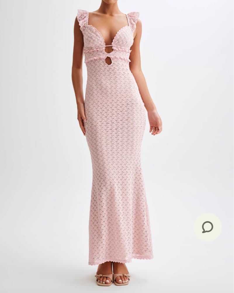 MESHKI PINK LACE MAXI DRESS - Image 1