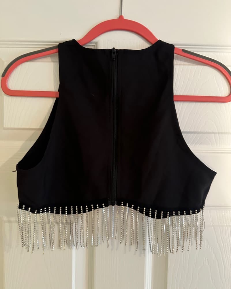 Black Diamond Fringe Crop Top  - Image 2