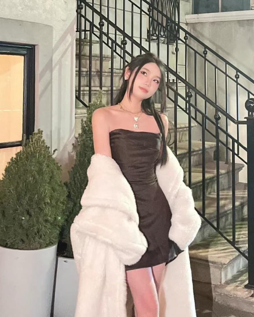 Brown Slik Mini Dress - Image 1