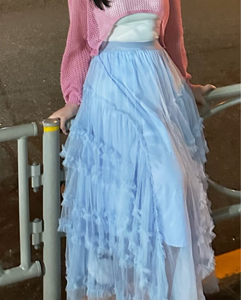 Baby Blue Tulle Ruffle Skirt  - Image 3