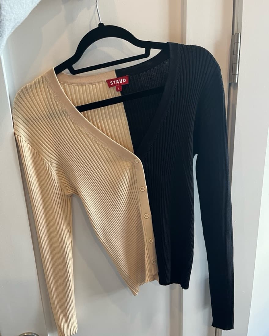 Staud Cream & Black Cardigan - Image 3