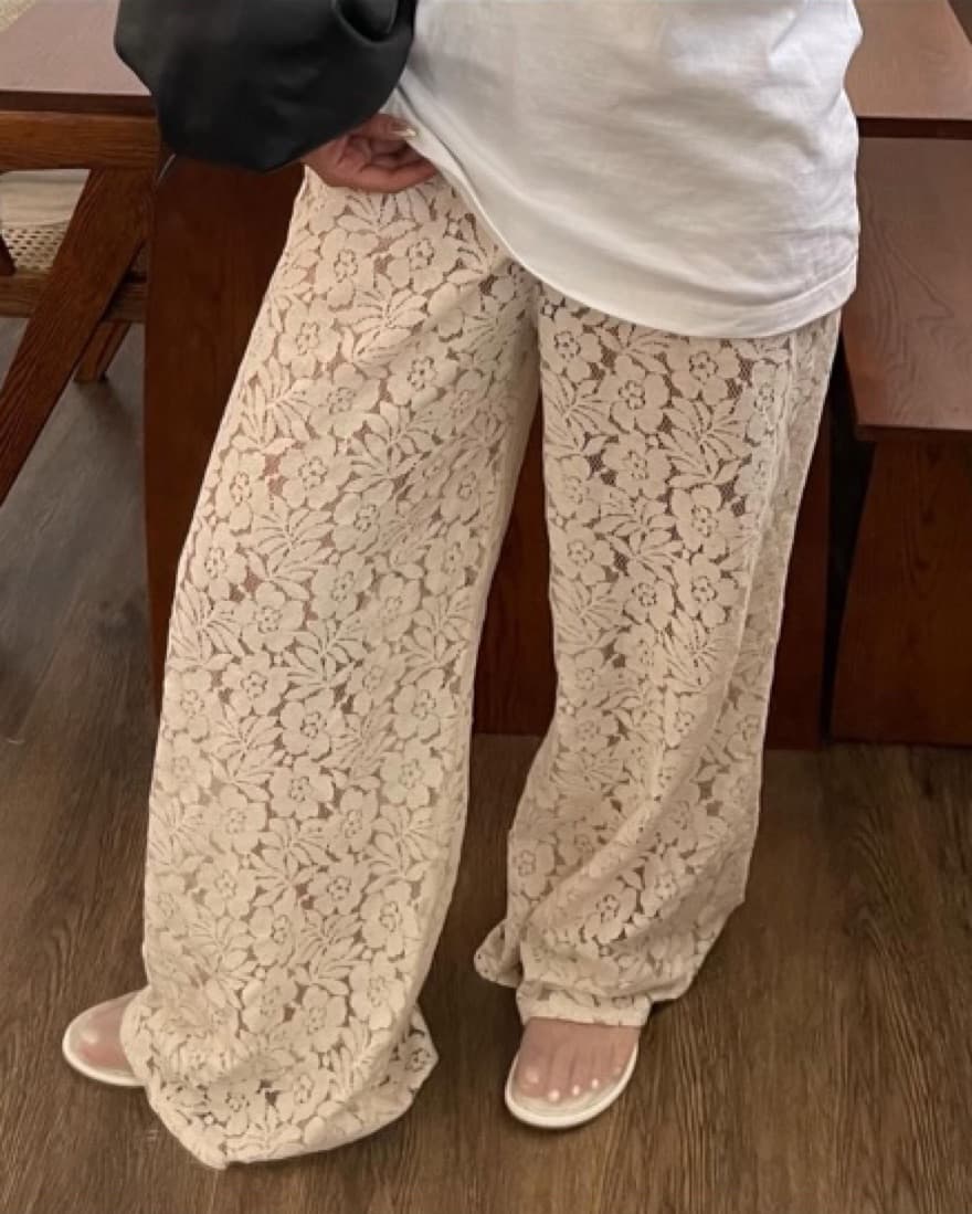 Lace Lounge Trousers Sheer Beach Pants - Image 2