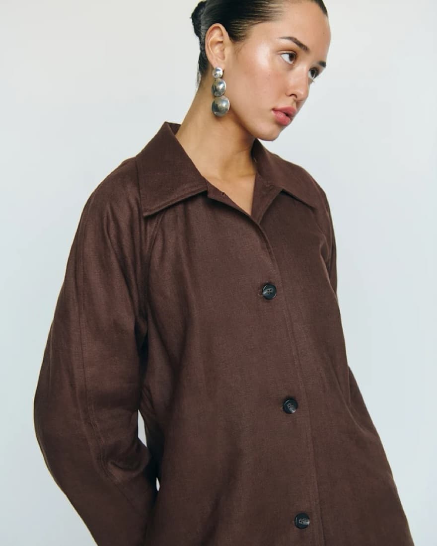 Reformation Beck Linen Trench In Cafe - Image 6