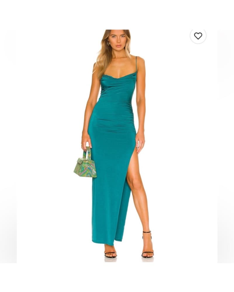 Stunning Teal Satin Maxi Dress - Image 1