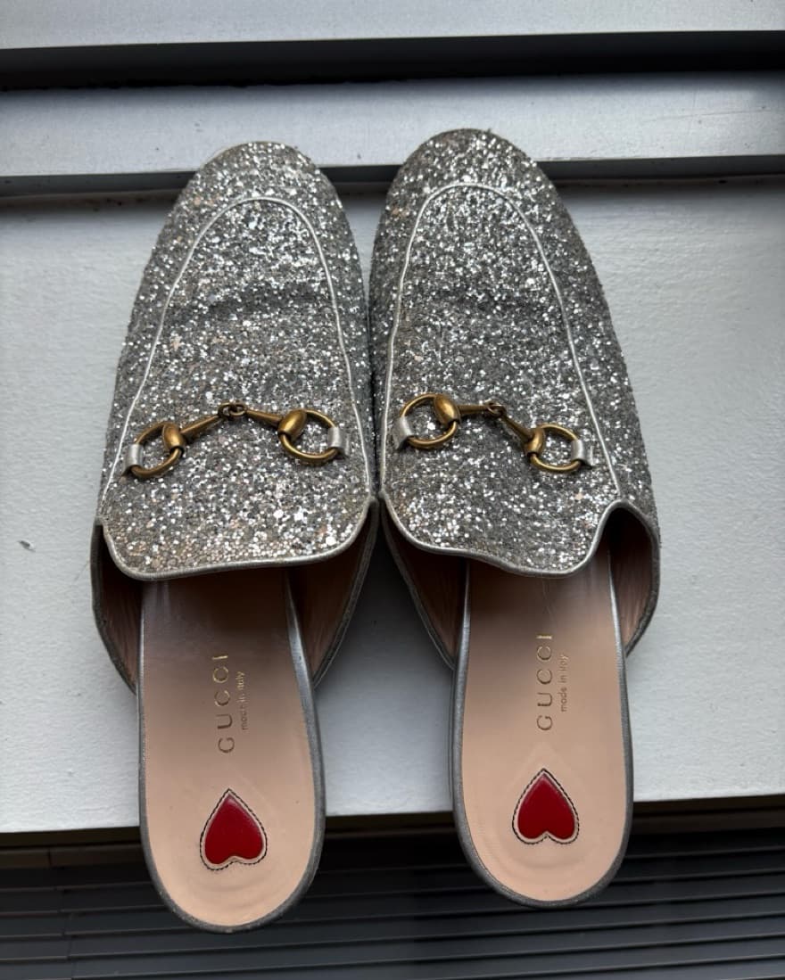 GUCCI Horsebit Glitter Mules - Image 2