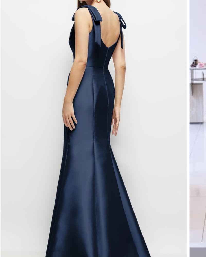Alfred Sung Bow Strap Satin Twill Gown - Image 2