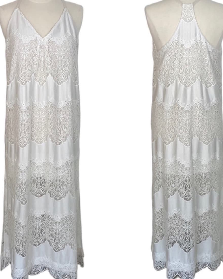 Elegant Lace-Trimmed Maxi Dress - Image 3