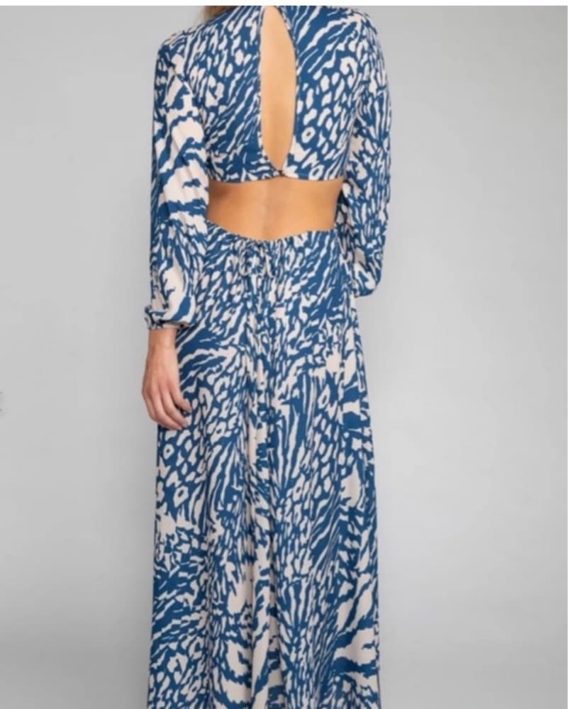 Blue And White Cutout Gown - Image 4