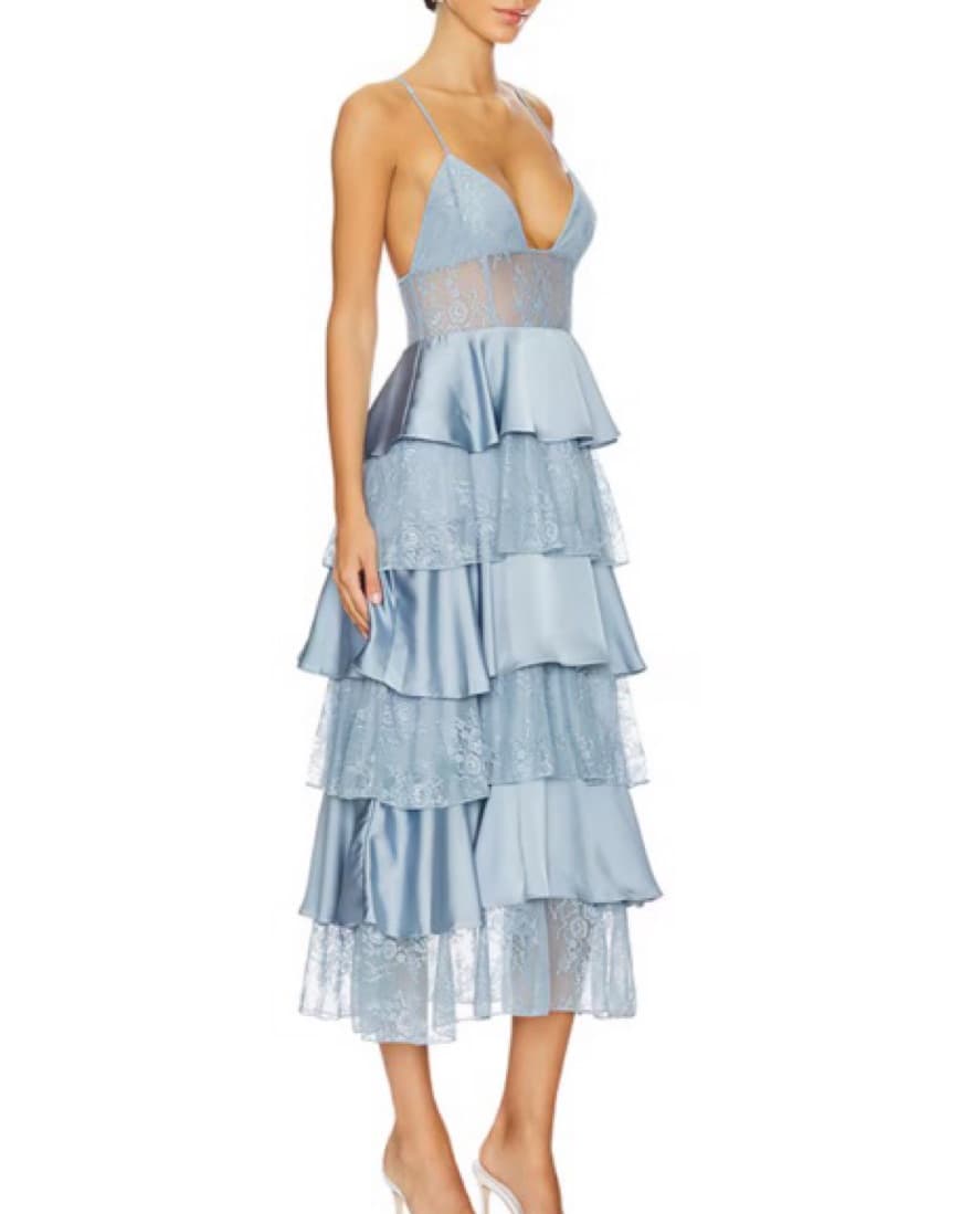 Weworewhat Tiered Lace Midi Dress - Image 2