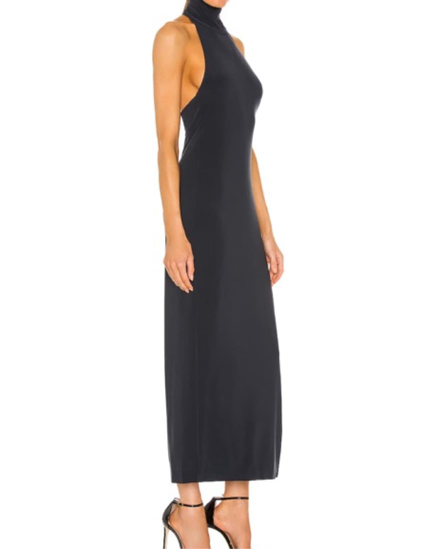 Norma Kamali Halter Side Slit Gown - Image 1