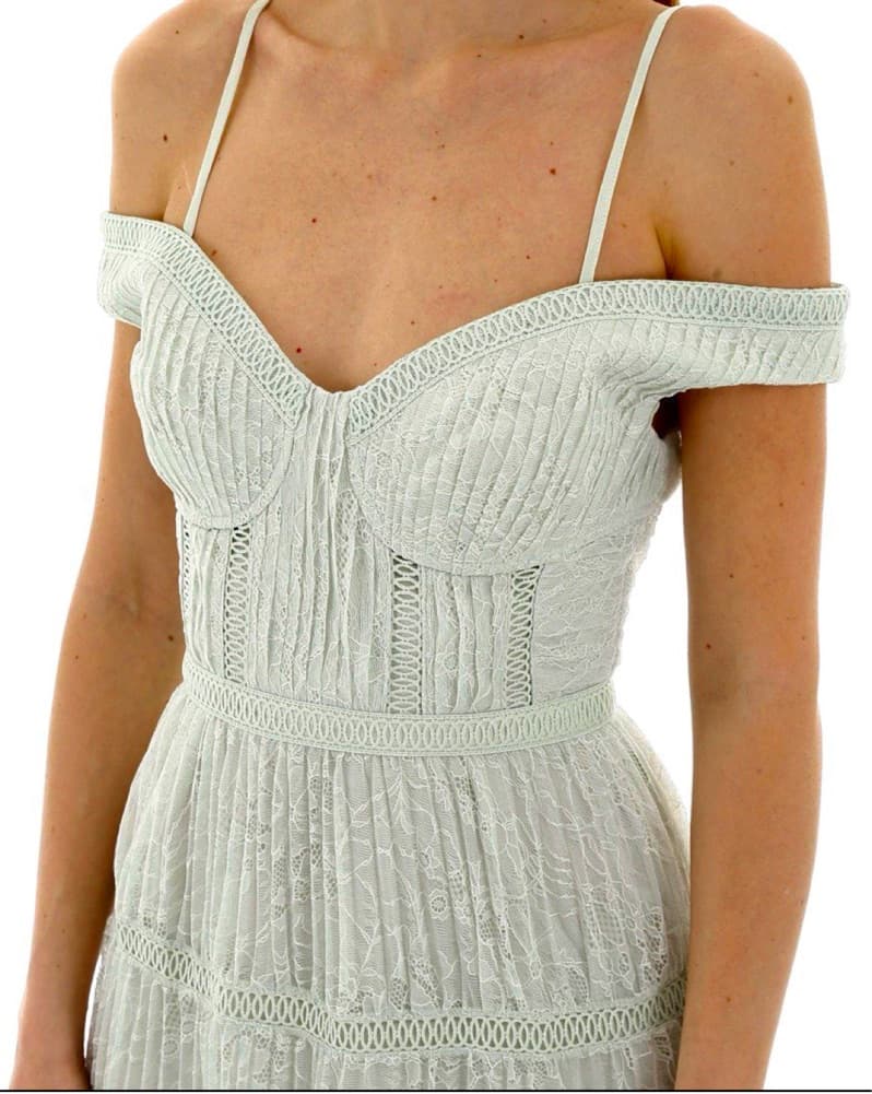 Mint Green Lace Off Shoudler Midi - Image 2