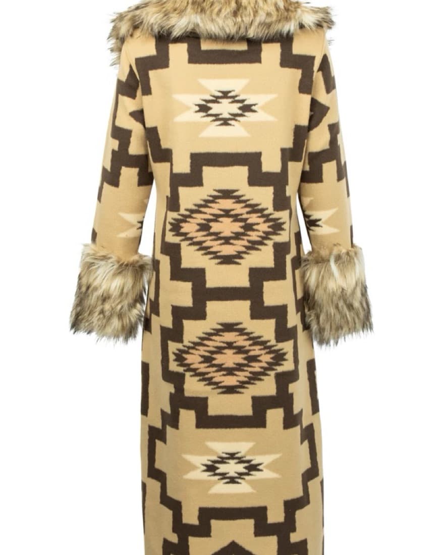 Tasha Polizzi Aztec Patterned Fur Coat - Image 2