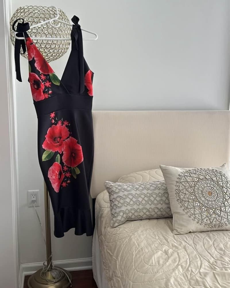 Striking Floral Midi Dress - Image 1