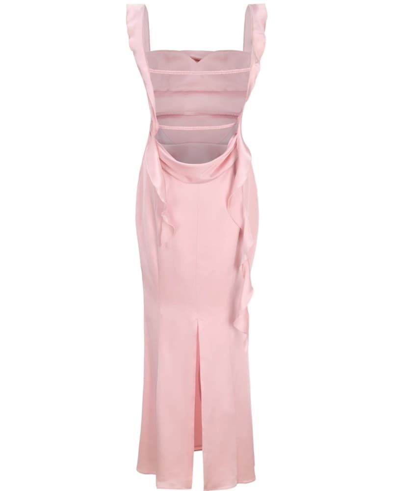 Elegant Pink Ruffle Gown - Image 3