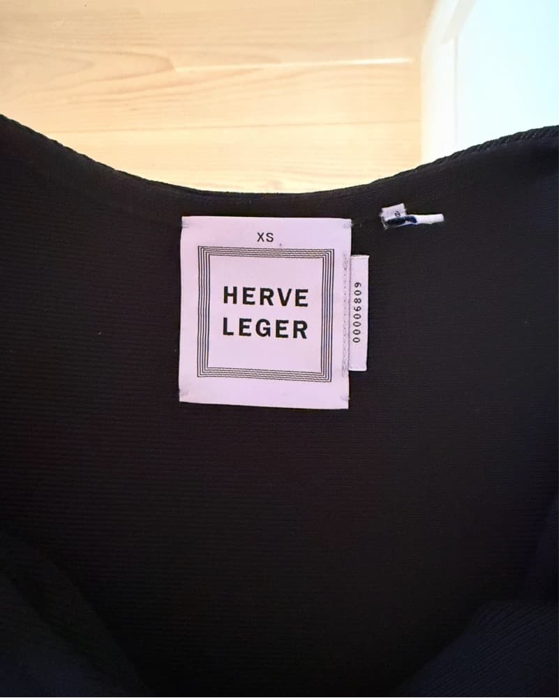 Herve Leger Black Mini Dress - Image 3