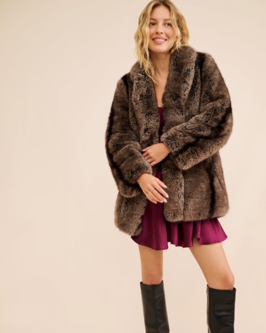 Brown Thick Fur Coat - Image 2