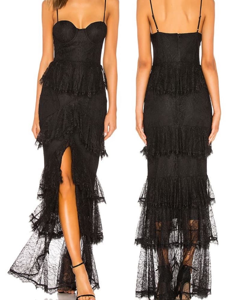 Majorelle Zelda Fitz Black Lace Gown XS - Image 1