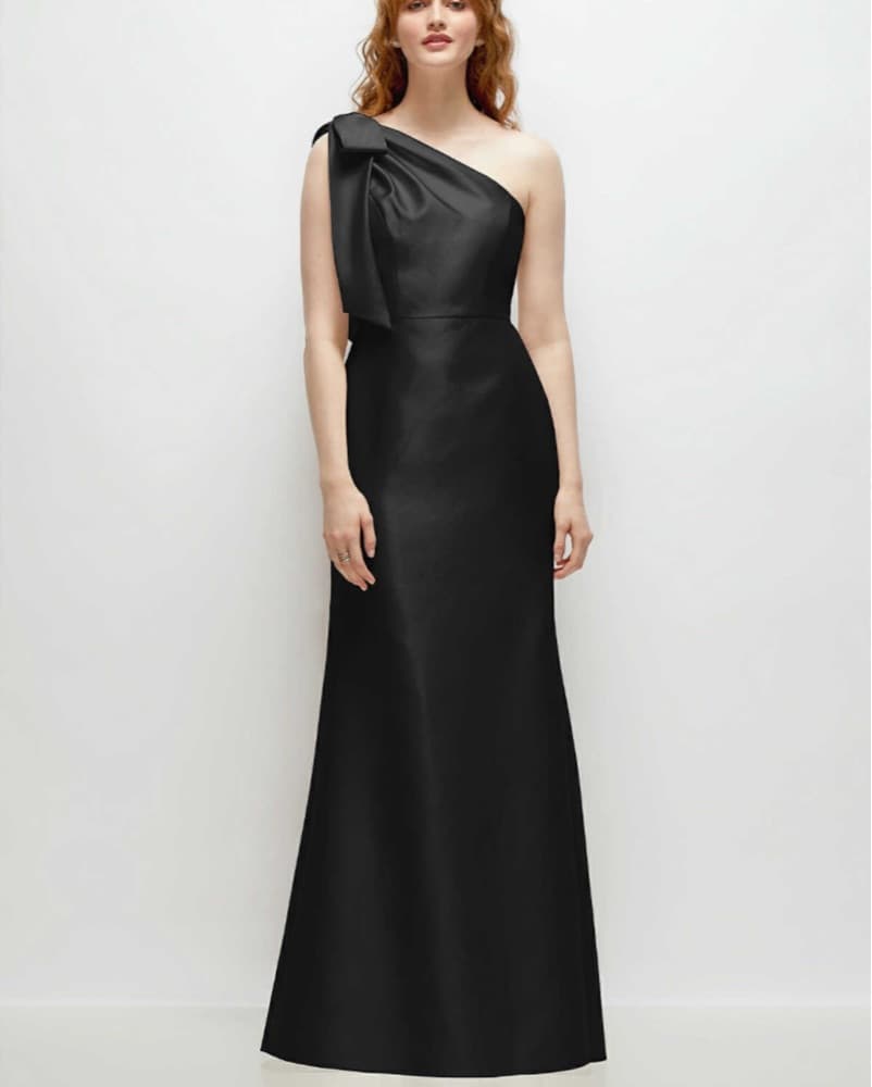 Alfred Sung Bow One-Shoulder Gown Black - Image 1