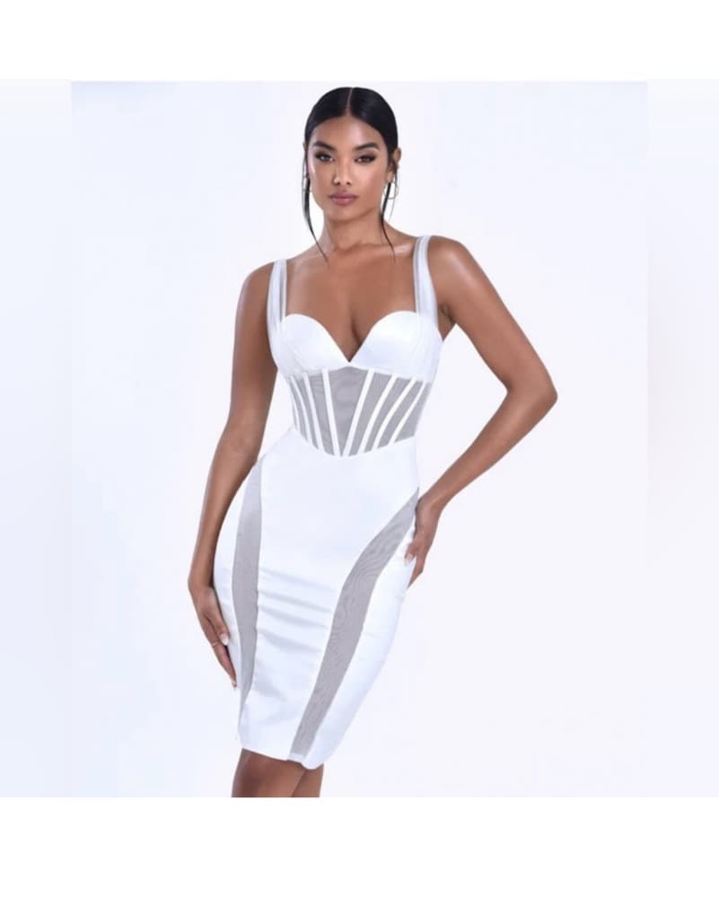 Miss Circle Gretta White Mesh Dress - Image 1