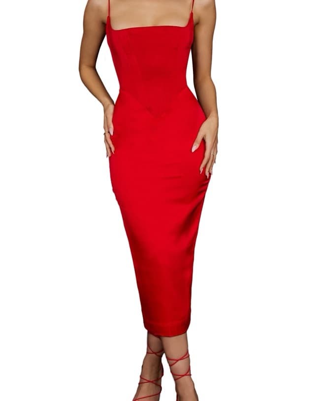 Red Corseted Dress House Of CB - Image 1