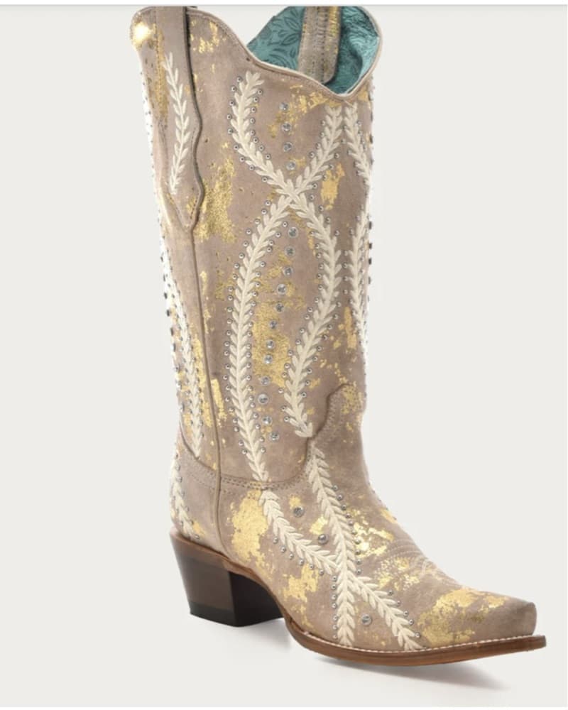 Corral Tan Gold Embellished Snip Toe Cow - Image 2