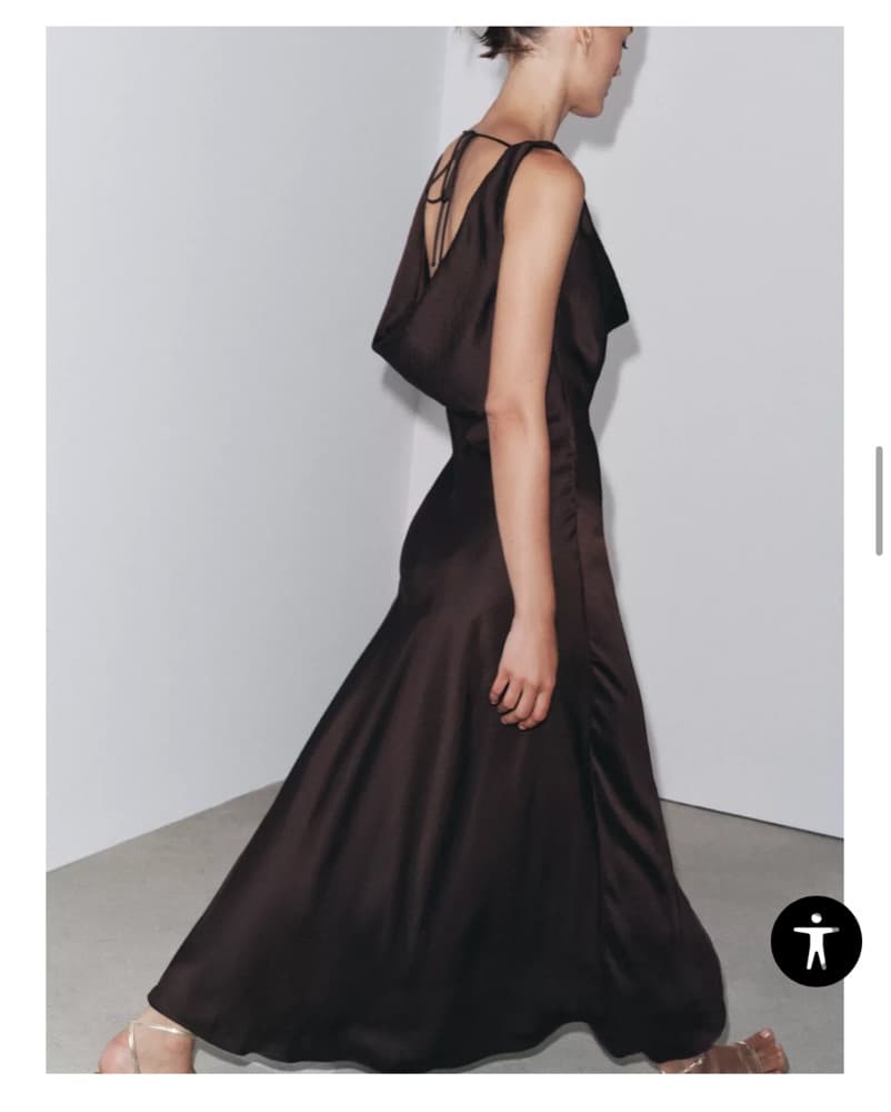 Chocolate Brown Satin Maxi Dress  - Image 3