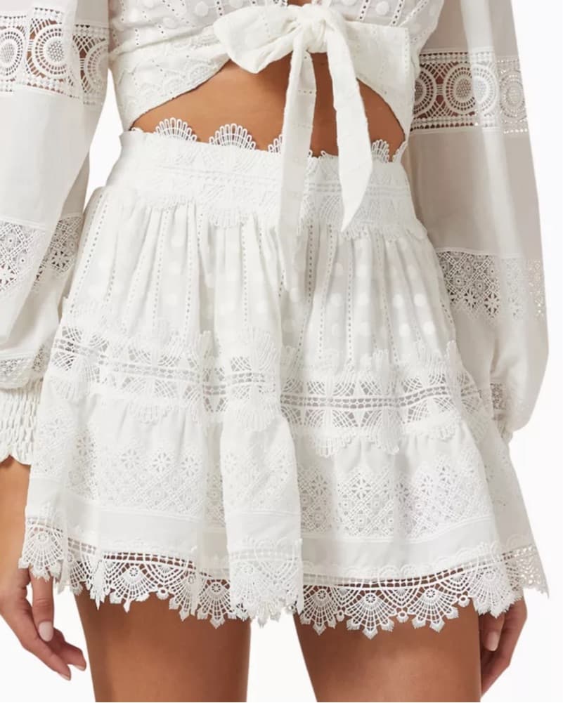 Waimari Cotton Crochet Lace Mini Skirt - Image 3