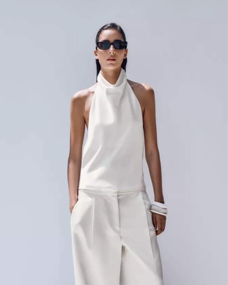 White Backless Halter Small  - Image 1